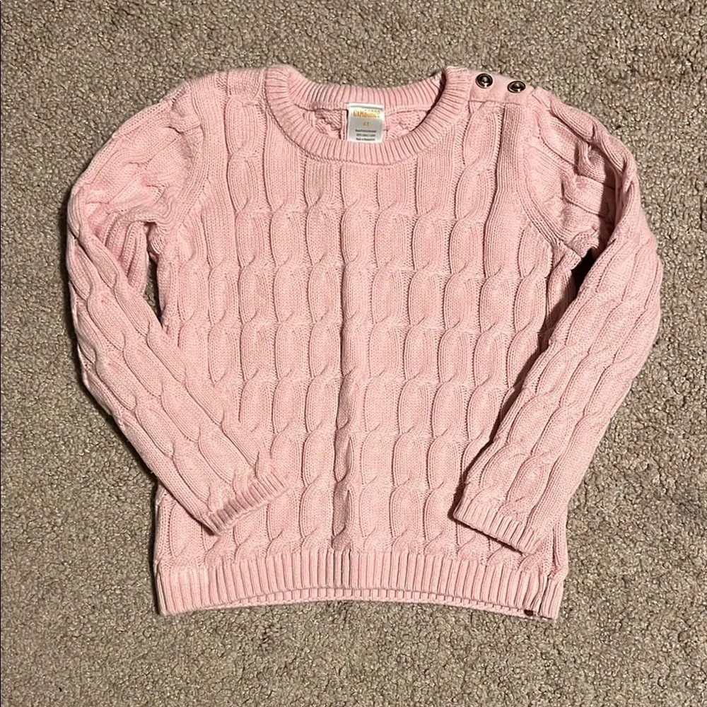 Gymboree Pink Crew Neck Cable Knit Sweater